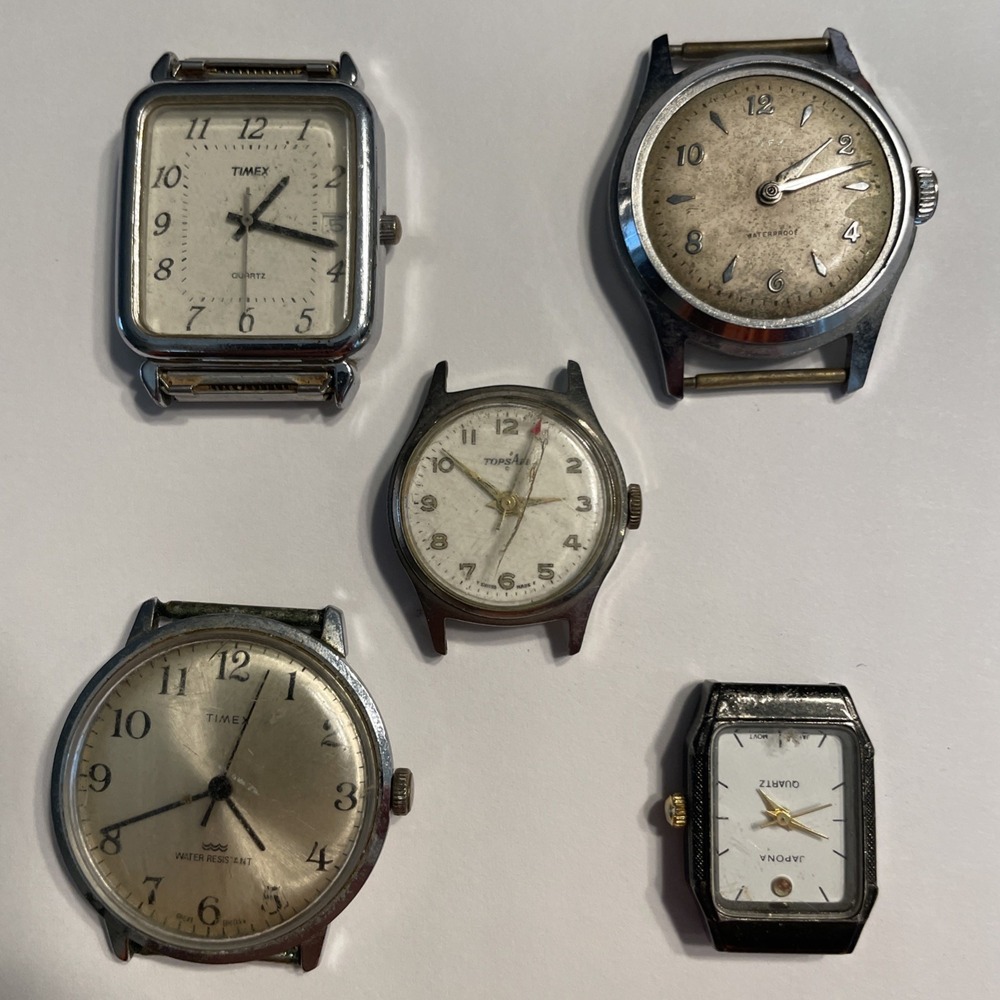 Vintage Timex & Swiss Watch Lot Mechanical Quartz Parts Repair 5pc